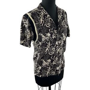Scotch & Soda Brown Beige Hawaiian Shirt Floral Print Notch Lapel Size M Medium